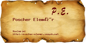 Poscher Elemér névjegykártya